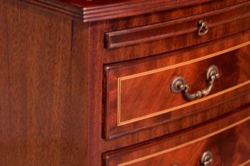 THE QUALITY EDWARDIAN MAHOGANY INLAID BOW FRONTED CHEST - ADDITIONAL PHOTO 3