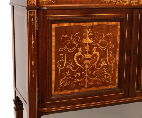 A FINE LATE 19TH CENTURY INLAID MAHOGANY EDWARDS ROBERTS DISPLAY CABINET - ADDITIONAL PHOTO 1