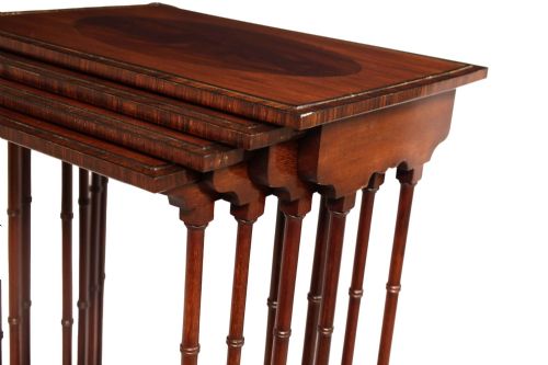 A FINE LATE VICTORIAN MAHOGANY INLAID QUARTETTO NEST OF TABLES - ADDITIONAL PHOTO 1