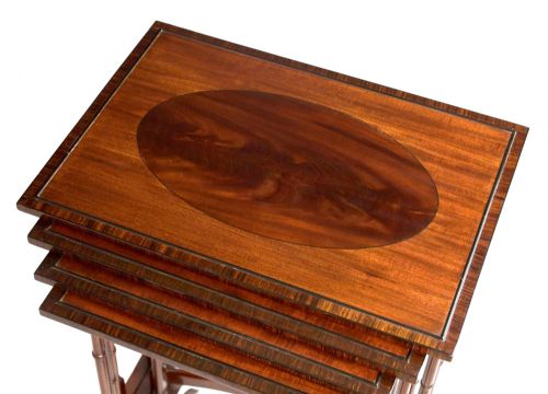 A FINE LATE VICTORIAN MAHOGANY INLAID QUARTETTO NEST OF TABLES - ADDITIONAL PHOTO 2