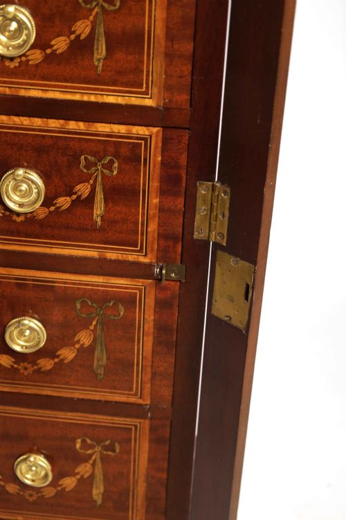 A FINE AND RARE VICTORIAN INLAID MAHOGANY WALNUT WELLINGTON CHEST - ADDITIONAL PHOTO 2