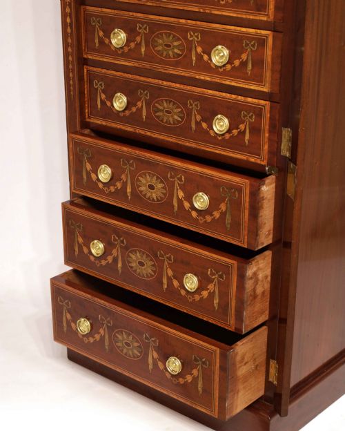 A FINE AND RARE VICTORIAN INLAID MAHOGANY WALNUT WELLINGTON CHEST - ADDITIONAL PHOTO 3