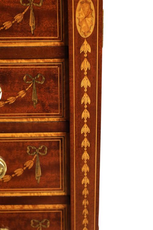 A FINE AND RARE VICTORIAN INLAID MAHOGANY WALNUT WELLINGTON CHEST - ADDITIONAL PHOTO 4