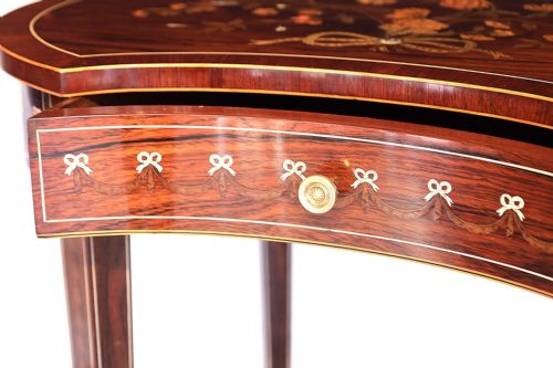 A PAIR OF INLAID VICTORIAN ROSEWOOD KIDNEY SIDE TABLES - ADDITIONAL PHOTO 4