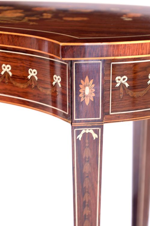 A PAIR OF INLAID VICTORIAN ROSEWOOD KIDNEY SIDE TABLES - ADDITIONAL PHOTO 5