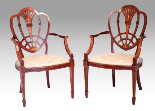 A FINE PAIR OF VICTORIAN INLAID MAHOGANY PETAL BACK ARMCHAIRS - ADDITIONAL PHOTO 3
