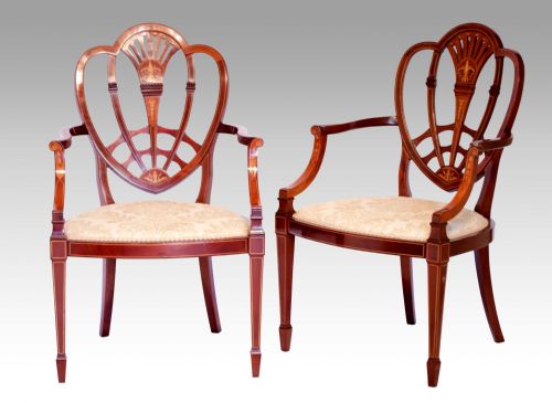 A FINE PAIR OF VICTORIAN INLAID MAHOGANY PETAL BACK ARMCHAIRS - ADDITIONAL PHOTO 4