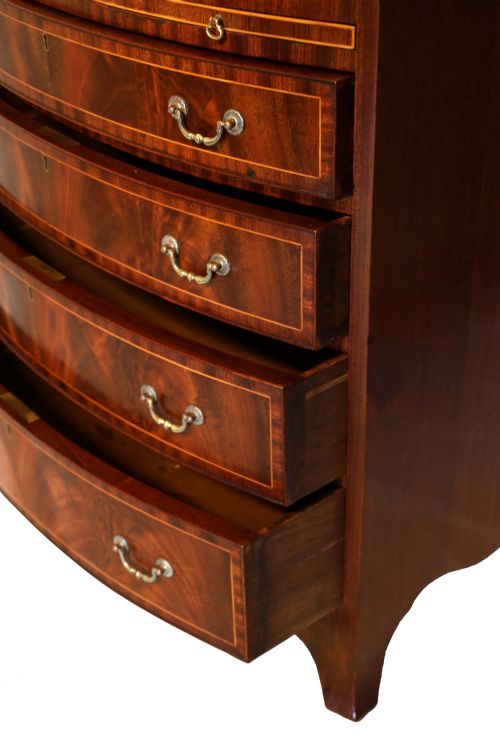 THE QUALITY EDWARDIAN MAHOGANY INLAID BOW FRONTED CHEST - ADDITIONAL PHOTO 2