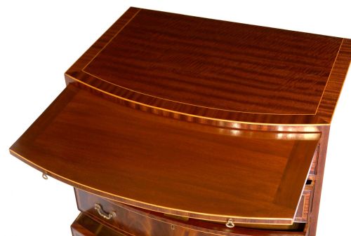 THE QUALITY EDWARDIAN MAHOGANY INLAID BOW FRONTED CHEST - ADDITIONAL PHOTO 4