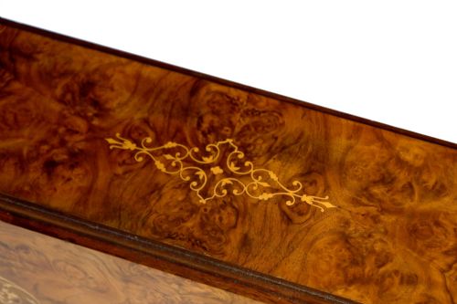 A FINE QUALITY VICTORIAN BURR WALNUT INLAID BABY SUTHERLAND TABLE - ADDITIONAL PHOTO 1