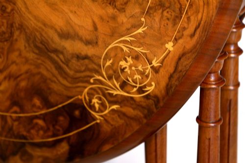 A FINE QUALITY VICTORIAN BURR WALNUT INLAID BABY SUTHERLAND TABLE - ADDITIONAL PHOTO 2