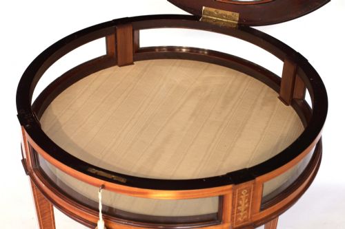 A FINE VICTORIAN MAHOGANY INLAID CIRCULAR BIJOUTERIE TABLE - ADDITIONAL PHOTO 5