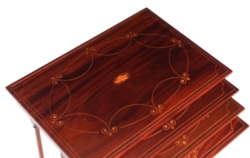 A LATE VICTORIAN MAHOGANY INLAID QUARTETTO NEST OF TABLES - ADDITIONAL PHOTO 1
