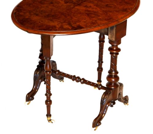 A FINE VICTORIAN BURR WALNUT CABRIOLE LEG BABY SUTHERLAND TABLE - ADDITIONAL PHOTO 1