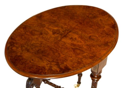 A FINE VICTORIAN BURR WALNUT CABRIOLE LEG BABY SUTHERLAND TABLE - ADDITIONAL PHOTO 2