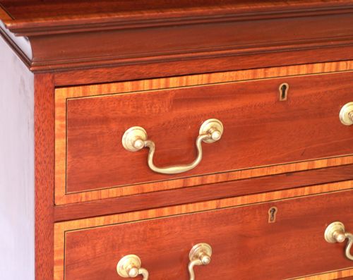 A QUALITY EDWARDIAN MAHOGANY INLAID PEDESTAL CHEST OF DRAWERS - ADDITIONAL PHOTO 1