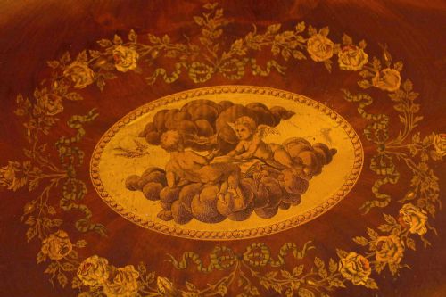 A FINE VICTORIAN MAHOGANY CARVED AND INLAID SIDE TABLE - ADDITIONAL PHOTO 1