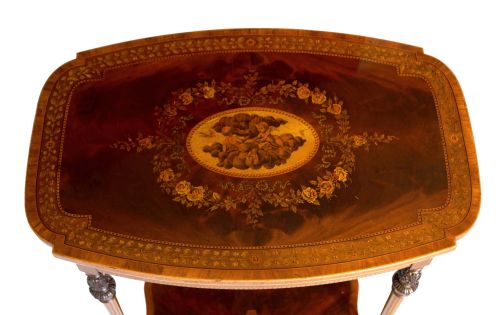 A FINE VICTORIAN MAHOGANY CARVED AND INLAID SIDE TABLE - ADDITIONAL PHOTO 2
