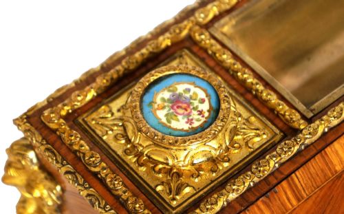 A QUALITY 19TH CENTURY FRENCH SERVES PANELLED ORMOLU MOUNTED KINGWOOD INKSTAND - ADDITIONAL PHOTO 1