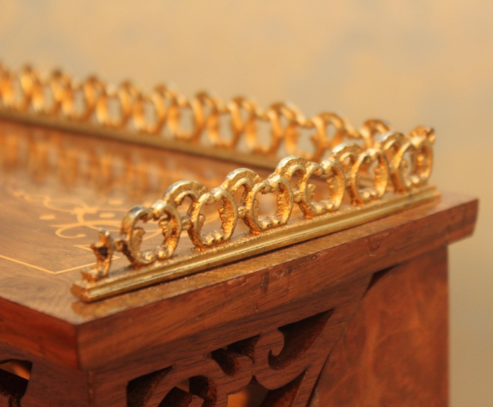 A Fine Quality Victorian Burr Walnut inlaid Piano Top, Pop up Davenport by James shoolbred & Co  View VI