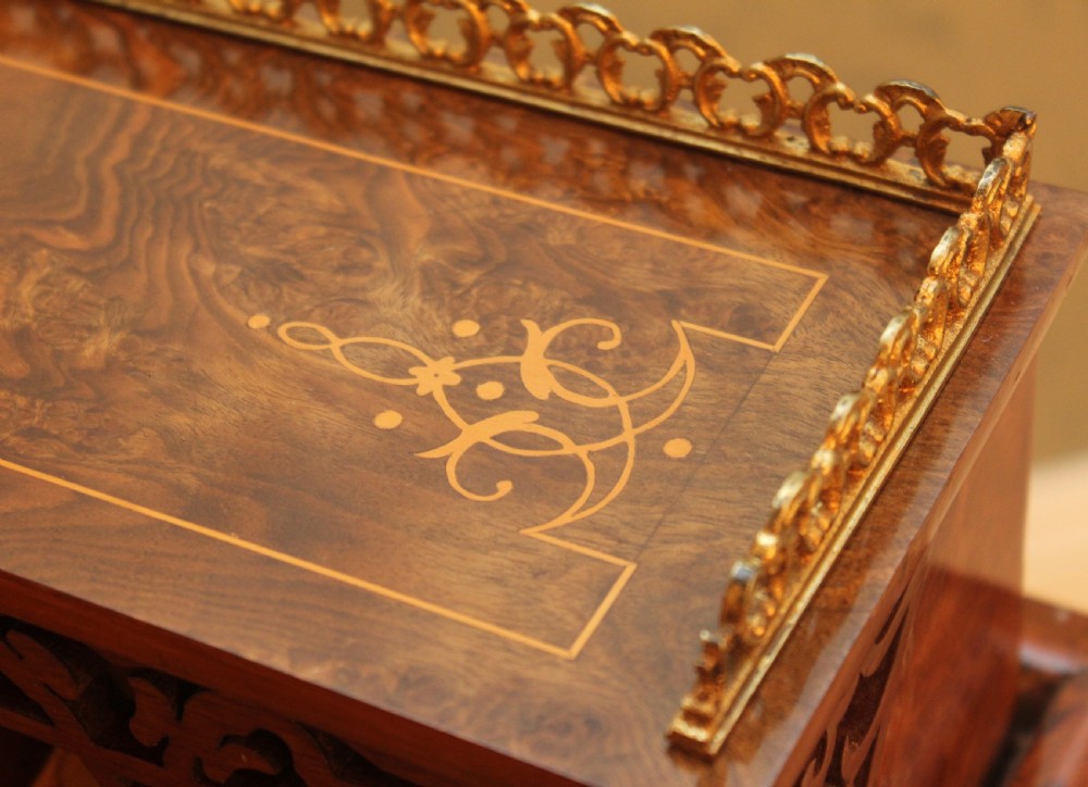 A Fine Quality Victorian Burr Walnut inlaid Piano Top, Pop up Davenport by James shoolbred & Co  View VII