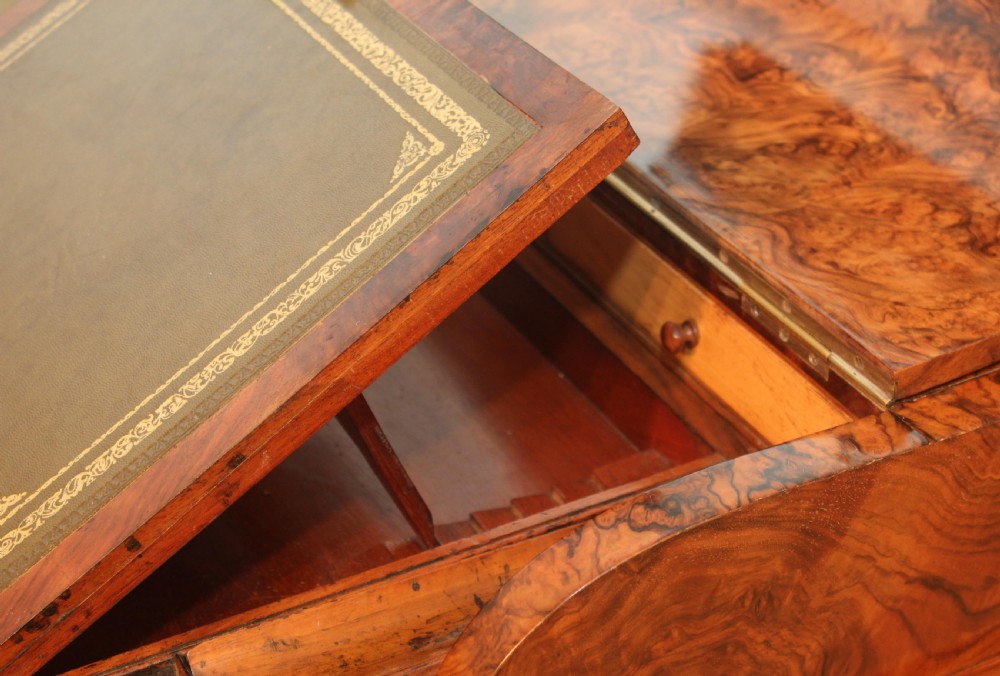 A Fine Quality Victorian Burr Walnut inlaid Piano Top, Pop up Davenport by James shoolbred & Co  View X