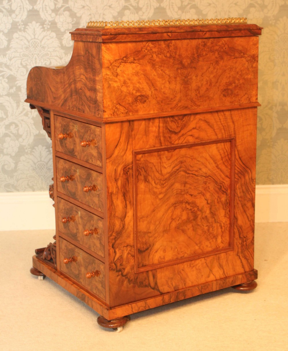 A Fine Quality Victorian Burr Walnut inlaid Piano Top, Pop up Davenport by James shoolbred & Co  View XVI