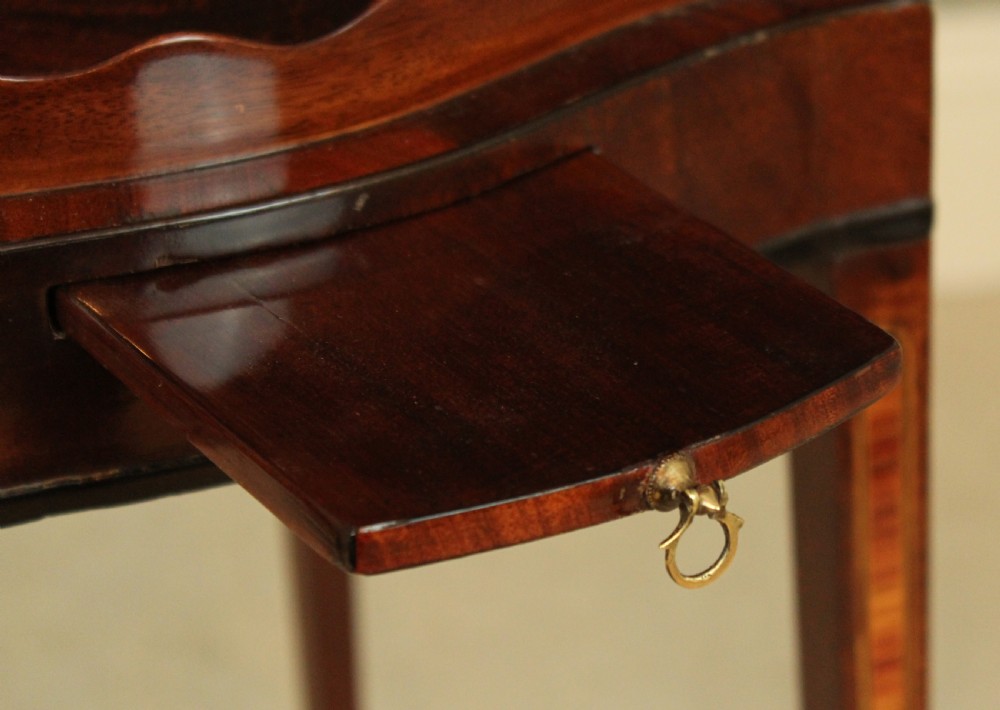 An Attractive Fine Edwardian mahogany inlaid kettle stand. View IV
