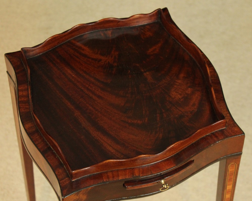 An Attractive Fine Edwardian mahogany inlaid kettle stand. View VII