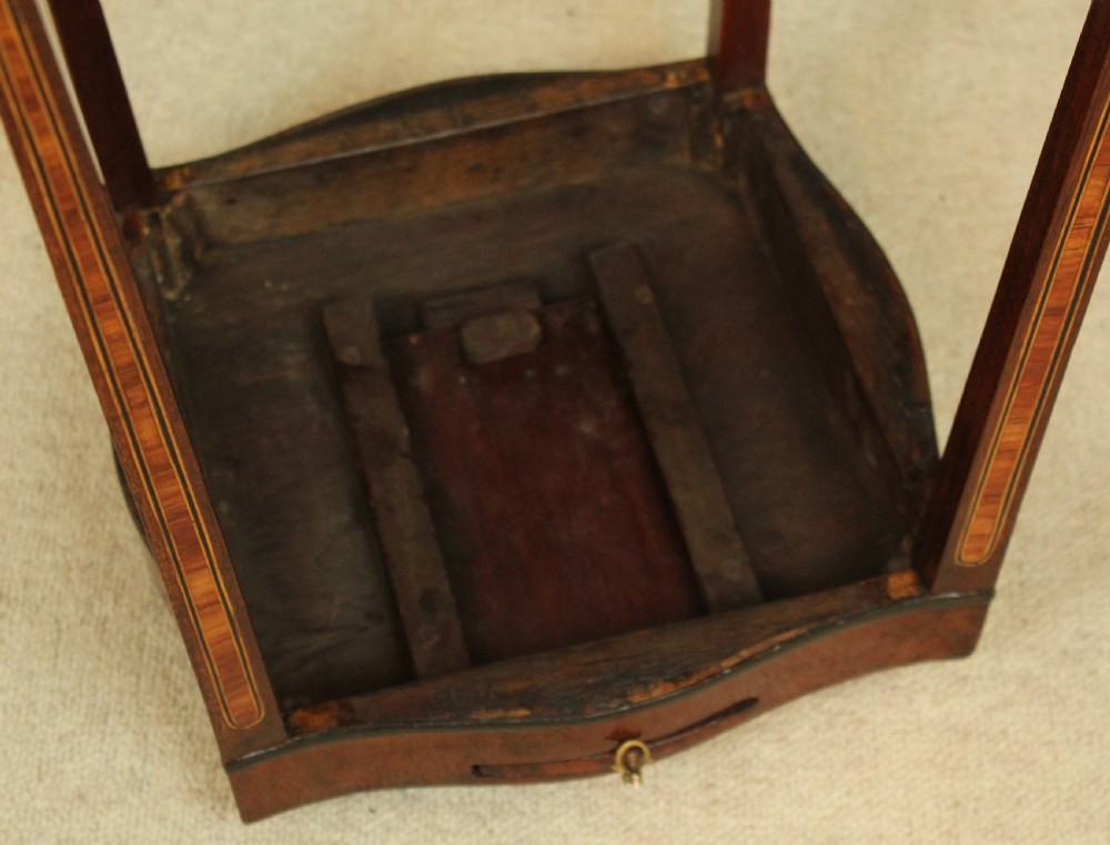 An Attractive Fine Edwardian mahogany inlaid kettle stand. View VIII