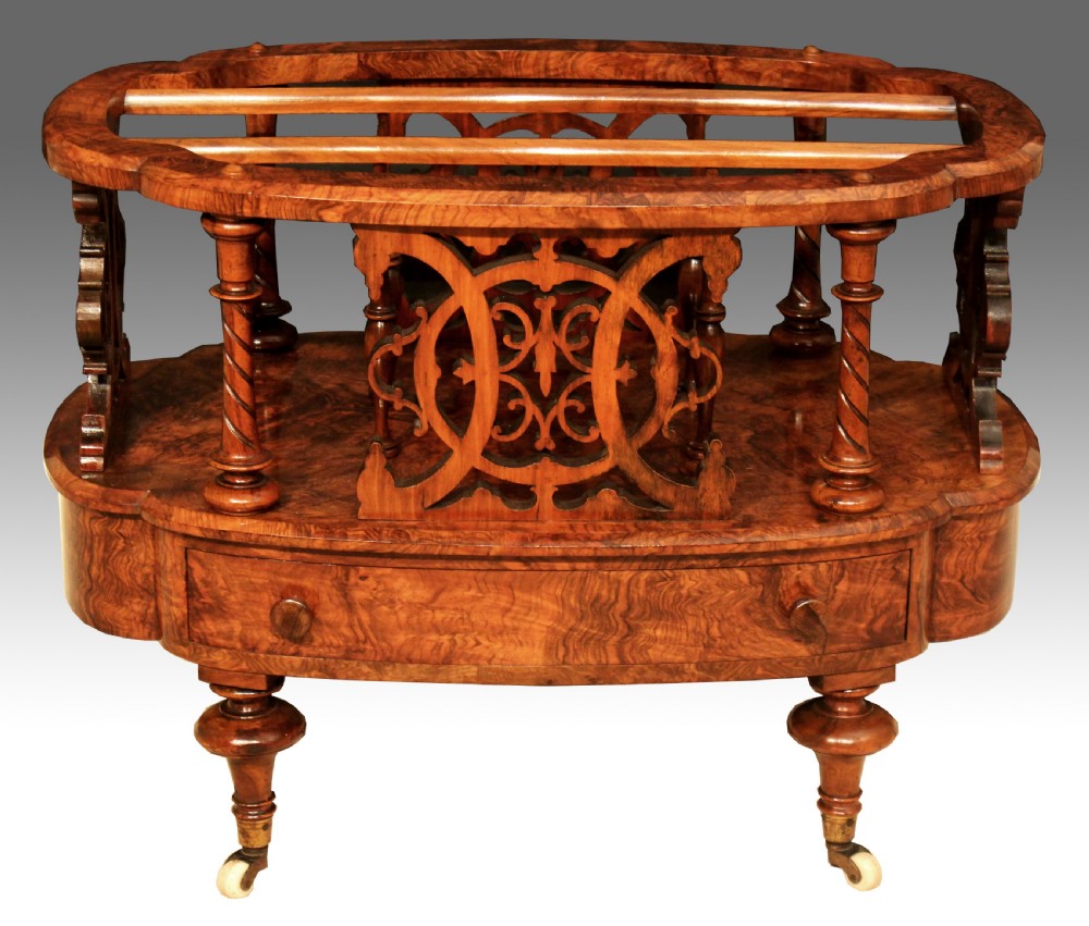 A Beautiful Victorian Burr Walnut Oval Canterbury.