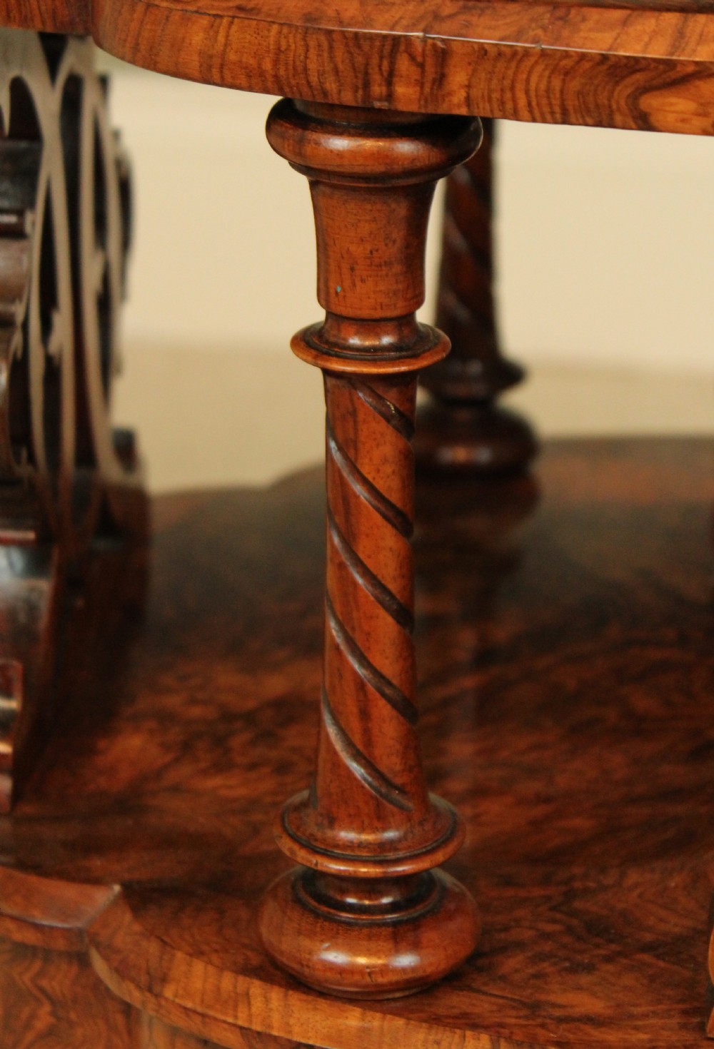 A Beautiful Victorian Burr Walnut Oval Canterbury. View IV