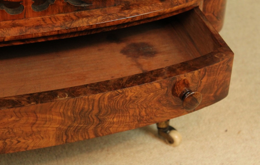 A Beautiful Victorian Burr Walnut Oval Canterbury. View VI