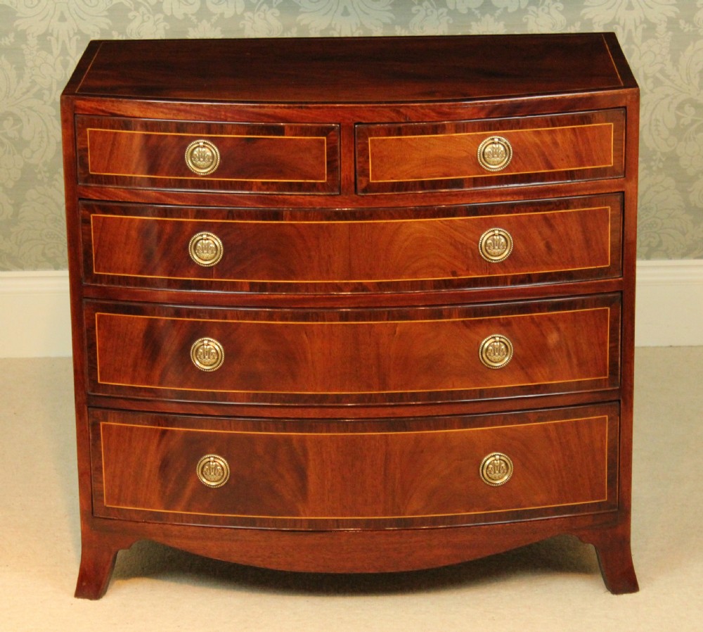 A Beautiful Edwardian Mahogany Inlaid Bow Fronted Chest View II
