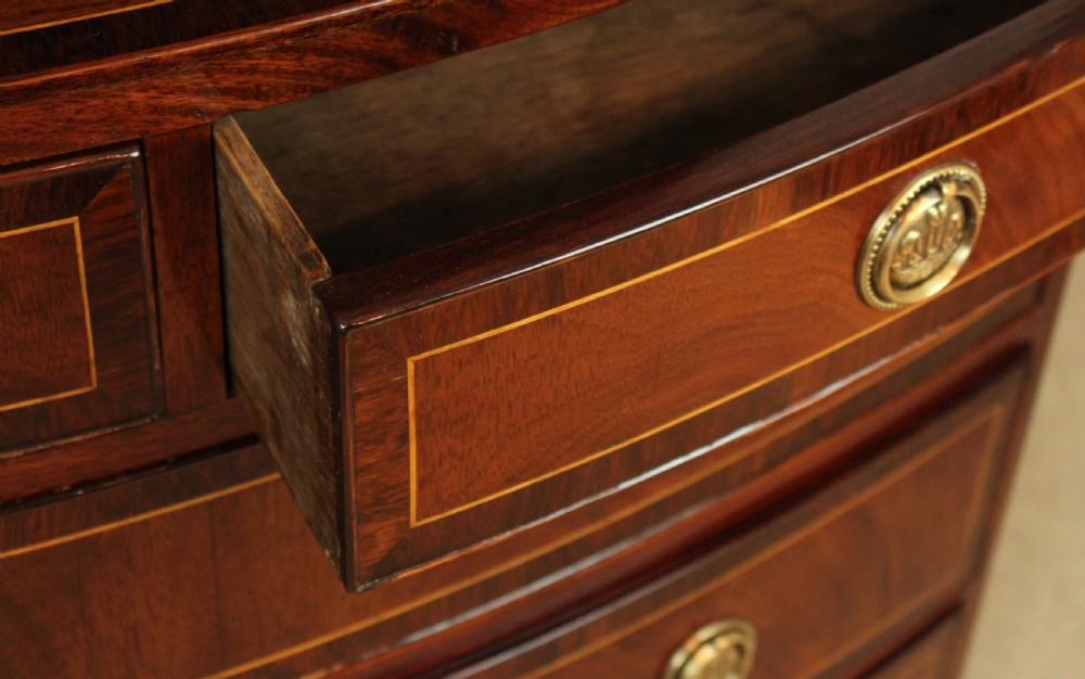 A Beautiful Edwardian Mahogany Inlaid Bow Fronted Chest View V