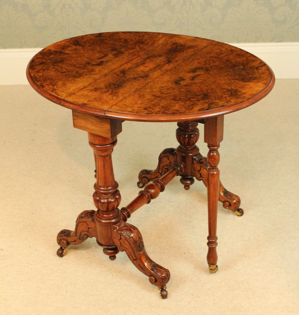 An Exquisite Victorian Burr Walnut Cabriole Leg Baby Sutherland Table View VII