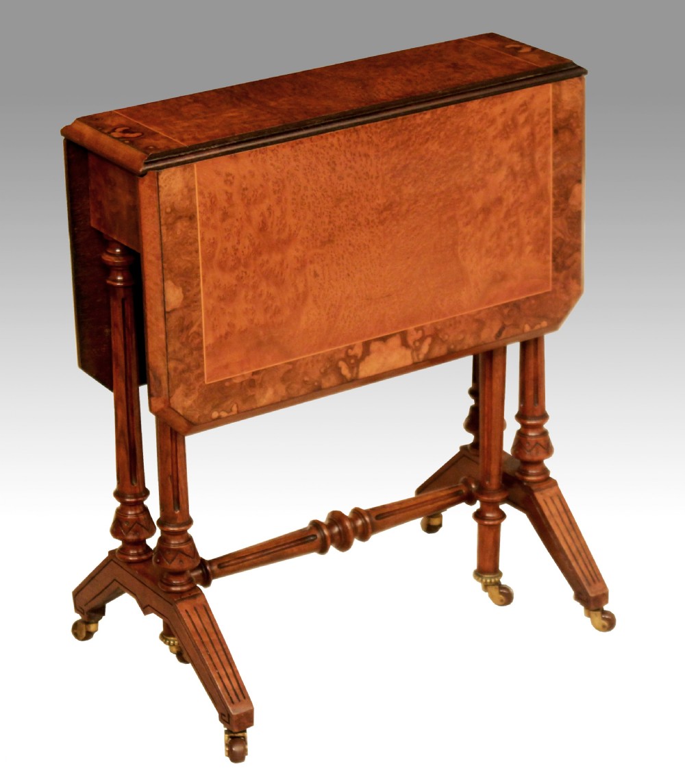 A Stunning Victorian Thuya and Burr Walnut Inlaid Aesthetical Baby Sutherland Table