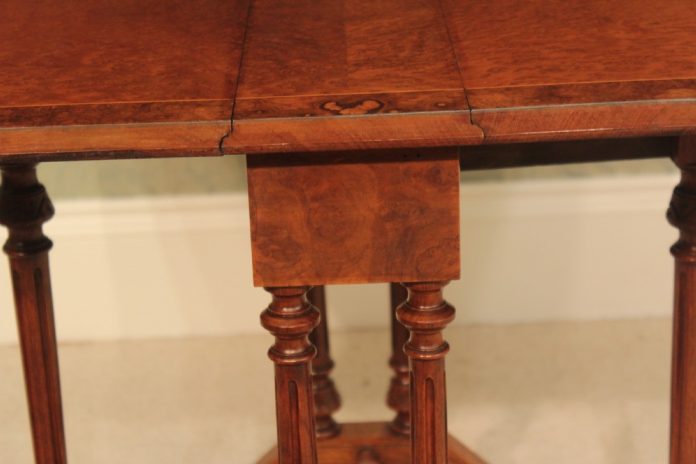 A Stunning Victorian Thuya and Burr Walnut Inlaid Aesthetical Baby Sutherland Table View III