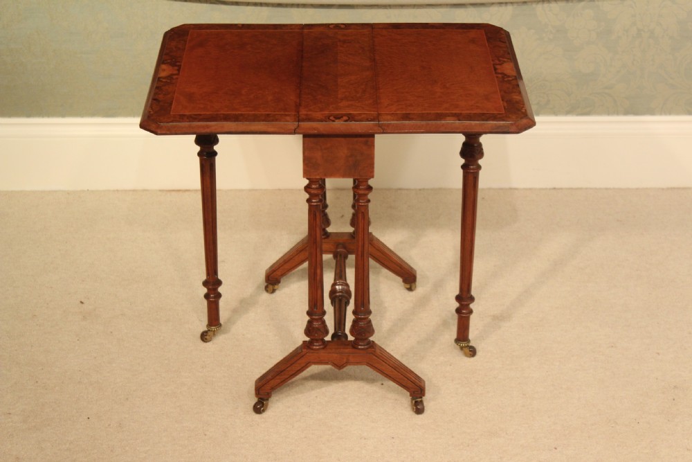 A Stunning Victorian Thuya and Burr Walnut Inlaid Aesthetical Baby Sutherland Table View V