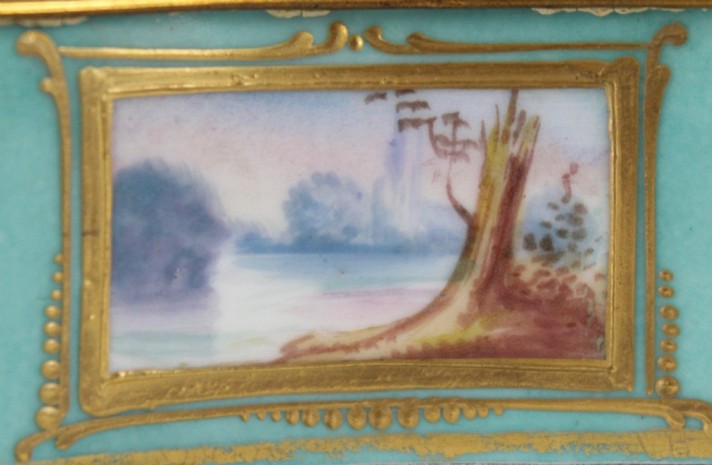 A Late 19th C. French Turquoise Ground Shield Shaped Small Box View IV
