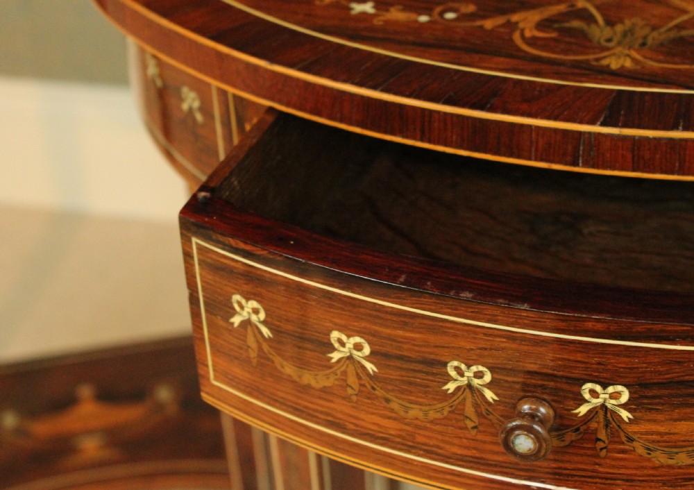 A Pair of Exhibition Quality Late Victorian Rosewood Inlaid Demi Lune Side Tables By Edwards & Roberts View IV