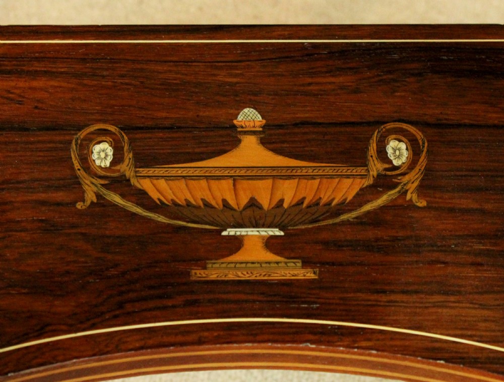 A Pair of Exhibition Quality Late Victorian Rosewood Inlaid Demi Lune Side Tables By Edwards & Roberts View VI