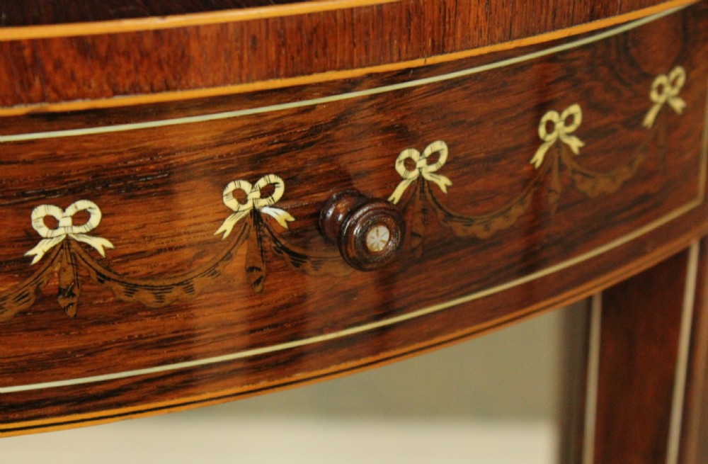 A Pair of Exhibition Quality Late Victorian Rosewood Inlaid Demi Lune Side Tables By Edwards & Roberts View VII