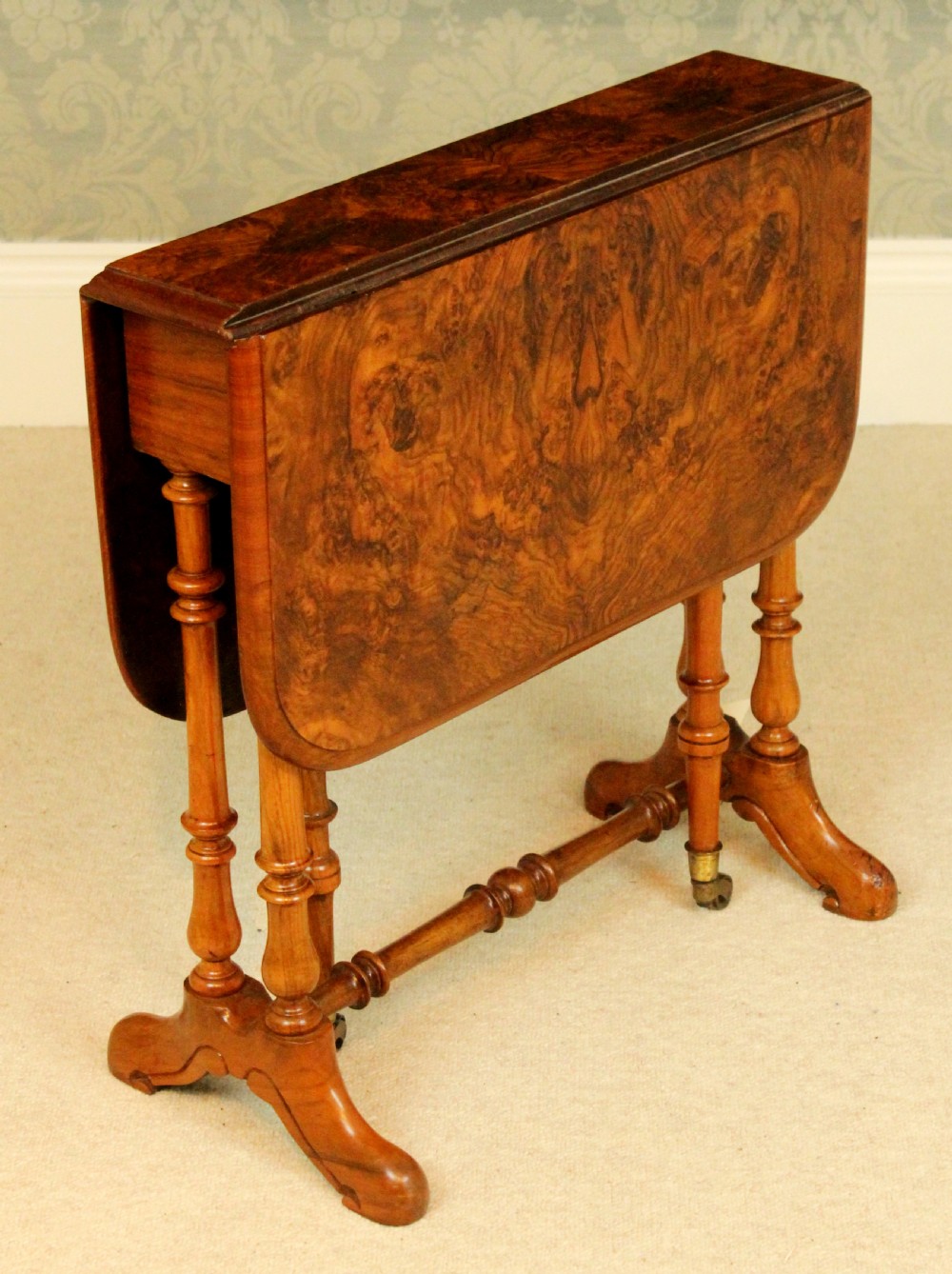 A Superb Victorian Burr Walnut D-Ended Baby Sutherland Table View II