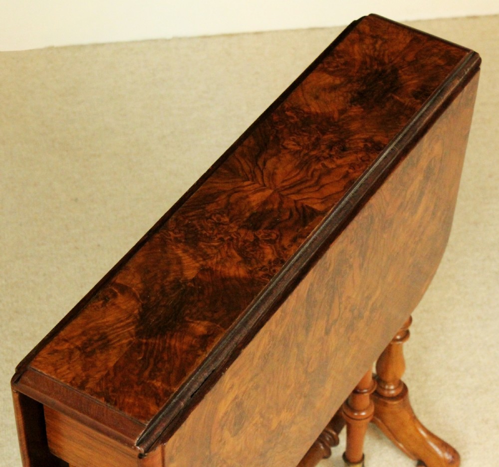 A Superb Victorian Burr Walnut D-Ended Baby Sutherland Table View III