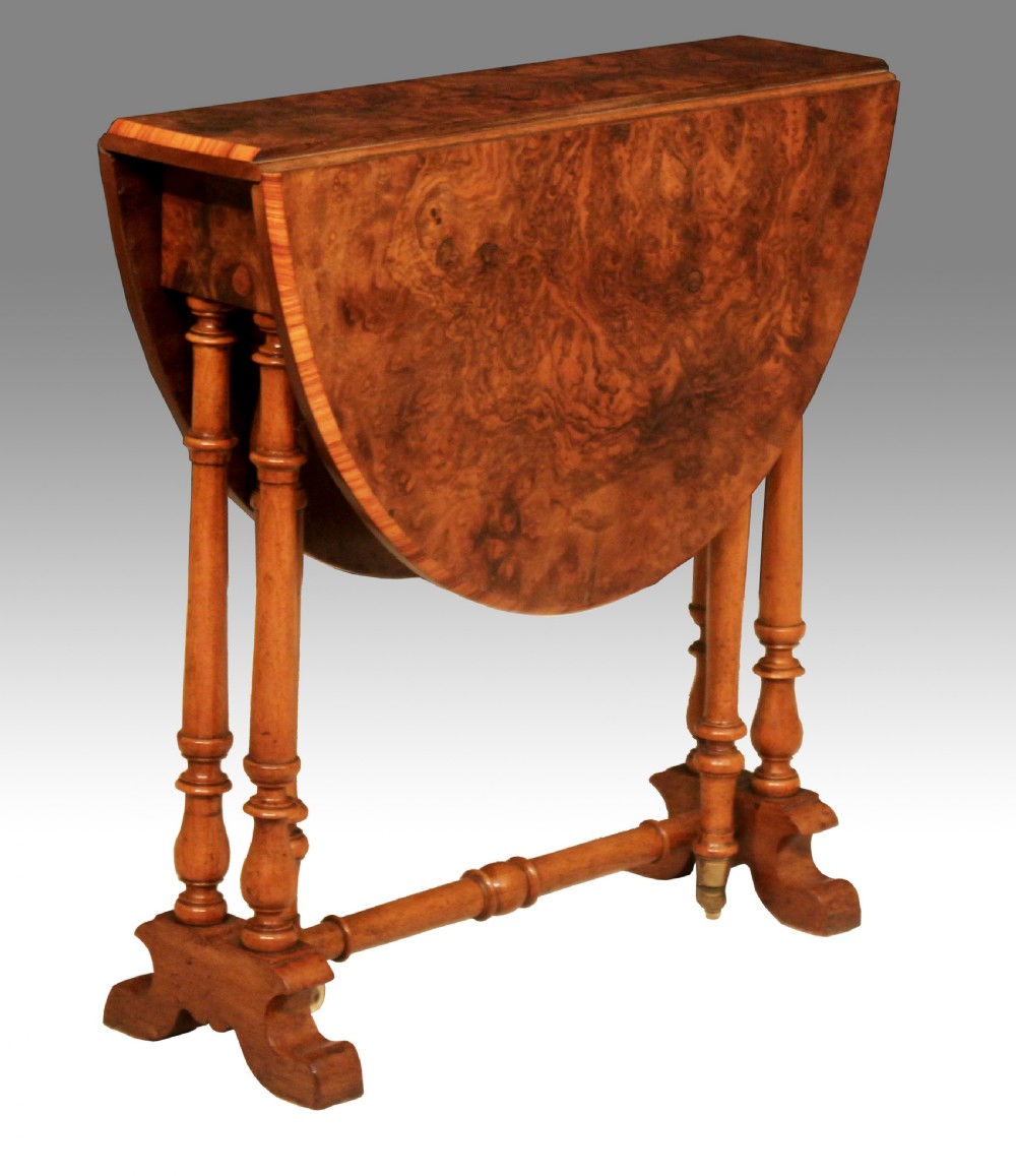 A Fine Victorian Burr Walnut Baby Sutherland Table With A Kingwood Cross Banded Edge