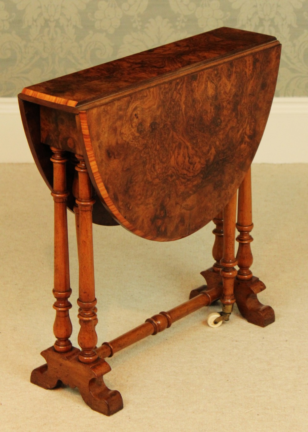 A Fine Victorian Burr Walnut Baby Sutherland Table With A Kingwood Cross Banded Edge View II