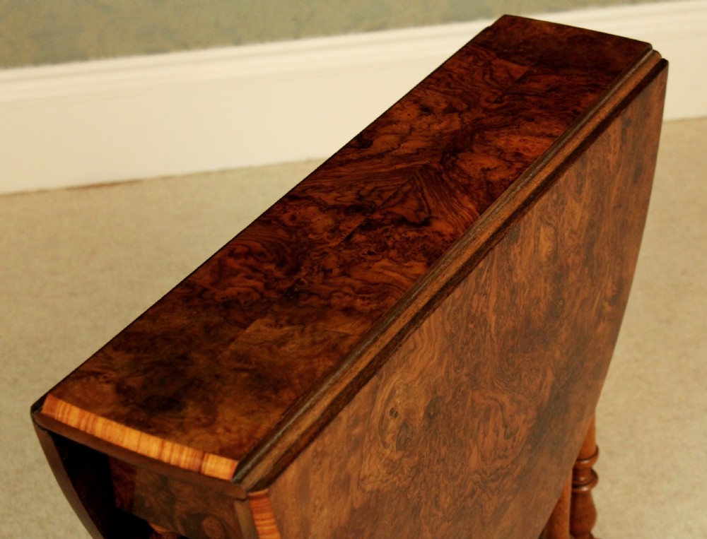 A Fine Victorian Burr Walnut Baby Sutherland Table With A Kingwood Cross Banded Edge View V