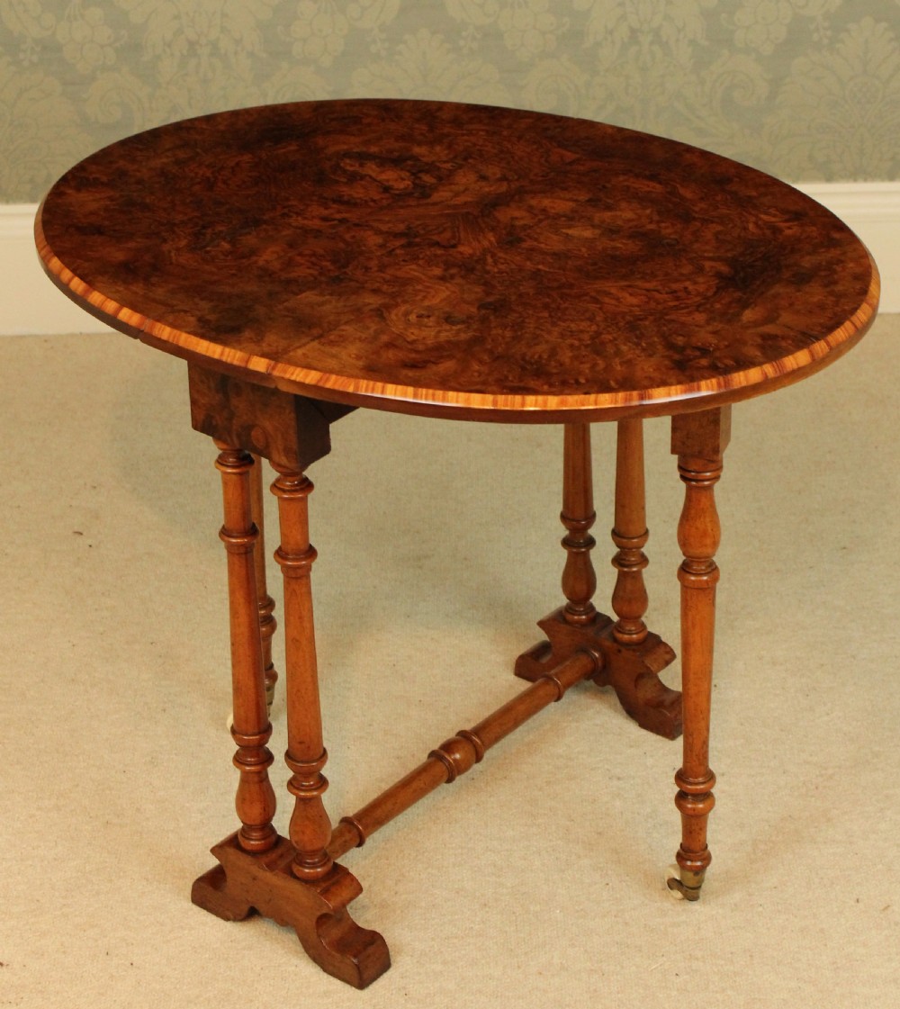 A Fine Victorian Burr Walnut Baby Sutherland Table With A Kingwood Cross Banded Edge View VI