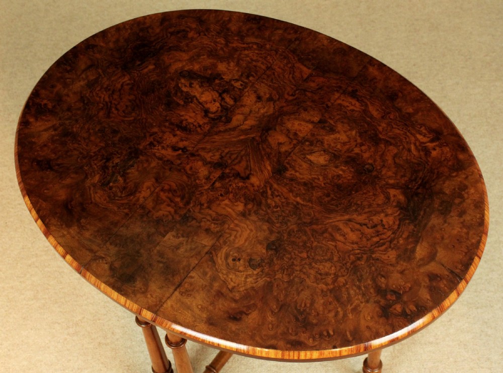 A Fine Victorian Burr Walnut Baby Sutherland Table With A Kingwood Cross Banded Edge View VII